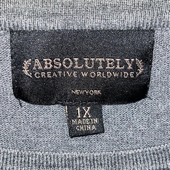 Absolutely Creative Worldwide Brand Dark Grey w/Black Spots Women’s Blouse Sz 1X - Picture 4 of 6